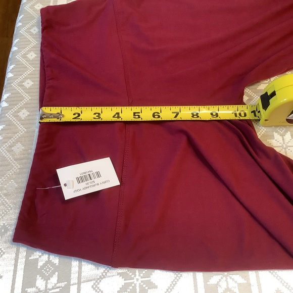 Leggings Women’s Plus Curvy Yoga Waistband Burgundy - Picture 2 of 4